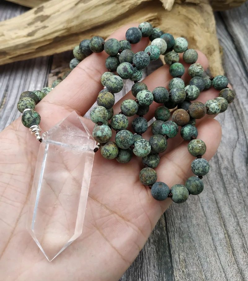 

YA4033 Natural Quartz Point Turquoises Beads Handmade Necklace