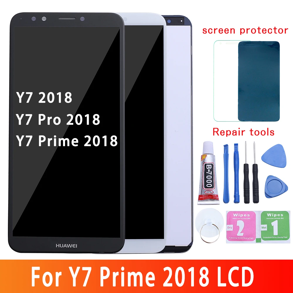 ЖК дисплей с тачскрином для HUAWEI Y7 2018 рамкой Huawei Prime LND L22 LX2 L21 L23 LX1 L29|Экраны