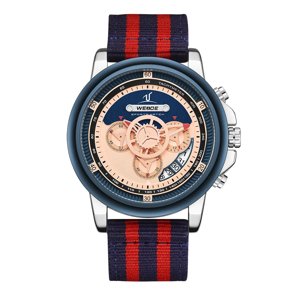 UV1803-5C WEIDE, Роскошные мужские часы, Европейский нейлоновый ремешок, 3 глаза, высокое качество, для воды, мужские часы, Relogio Masculino, спортивные цифровые цифры, часы с датой - Цвет: UV1803-5C