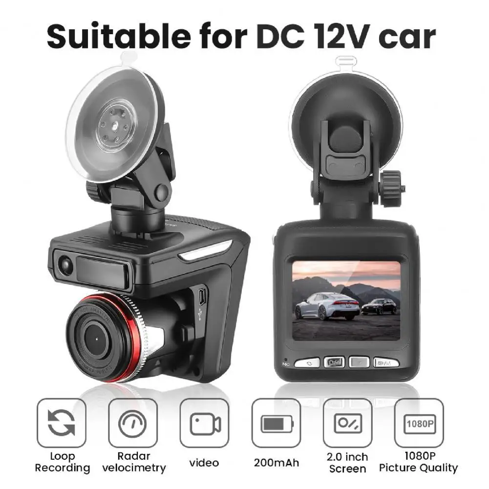 Автомобильный видеорегистратор 2-в-1 HD 1080P 140 ° русский и английский языки
