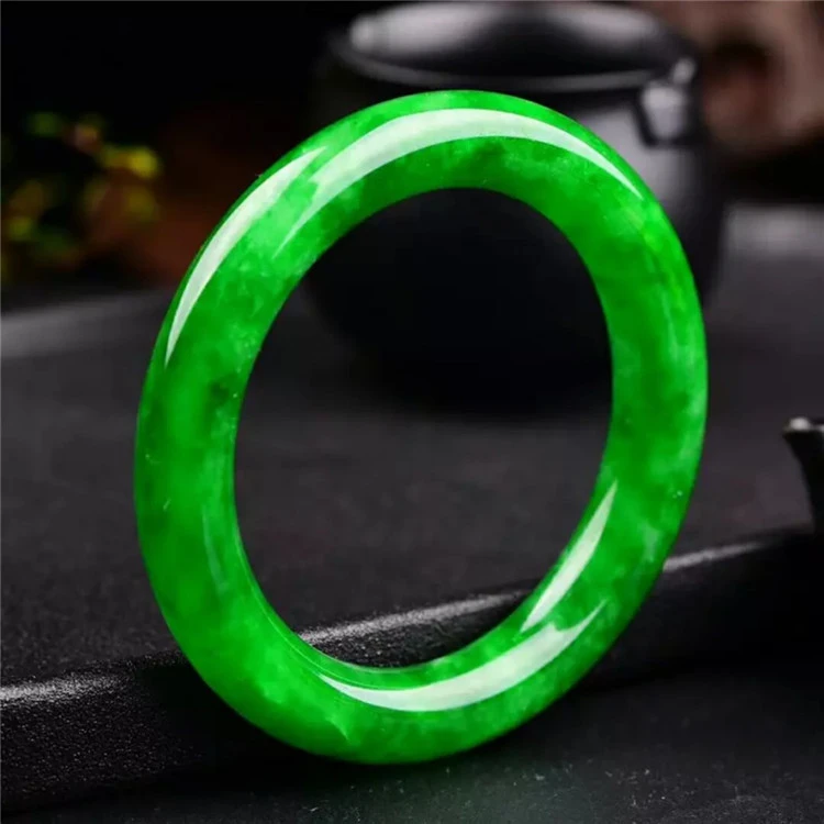 Women Real Jades Bangles Emerald Jadeite Certified Jades Stone Green