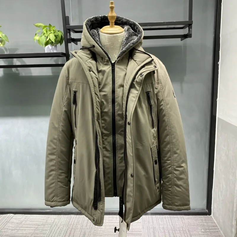 

Winter Coat Thick Warm Hooded Stand Collar Windproof Mens Parkas Solid Color Outdoor Casual Cold Jacket Men Outerwear