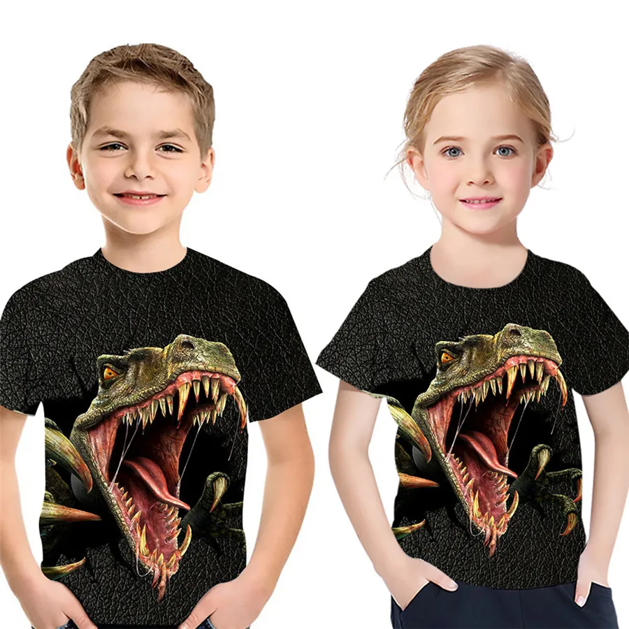 2020 3D Children Dinosaur t-shirt brawl star boy Girls kids Clothes Short Sleeve marvel printing animal Summer leisure princess | Детская