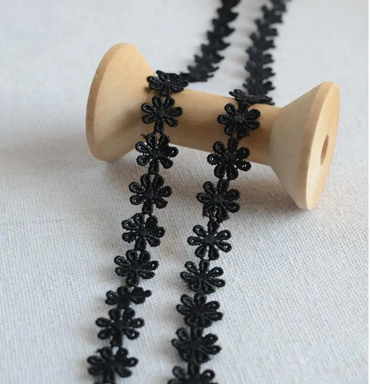 Lace Sewing Accessories 5 Yards Daisy Flower Lace Trim Embroidery Applique Polyester Trimming Sewing Crafts 1.2cm
