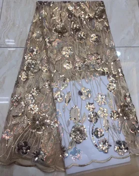 

8options 3D sequins embroidered African tulle lace high grade gold French net lace fabric for gorgeous party dress FZZ429