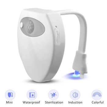 

Smart Toilet Sterilizing UV Light Motion Detection 16 Color Change Motion Activated Bathroom LED Lamp with UV Air Freshener