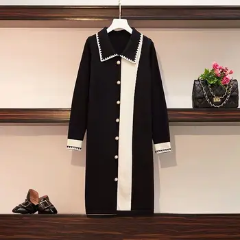 

A9261-2020 autumn new women's fashion doll collar mid-length slim dress