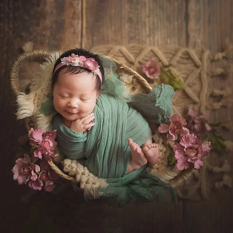 

Infants Photography Props Newborn Baby Photo Mat Blanket Hand-woven Tassel Carpet Decorative Backdrop Cover