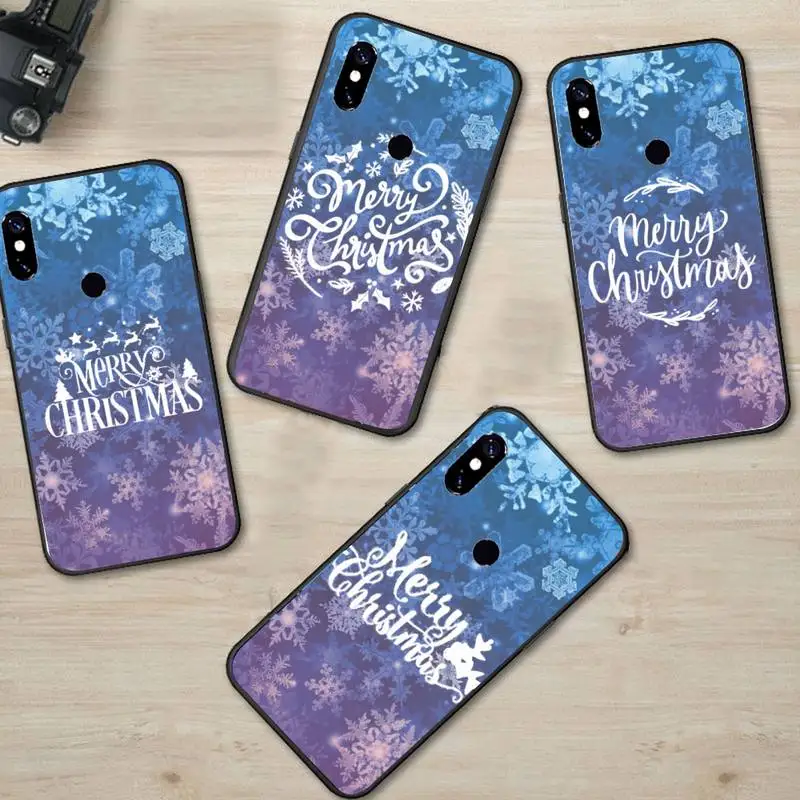 

Merry Christmas Art Text Pattern Phone Case For Xiaomi Redmi Note 4 4x 5 6 7 8 pro S2 PLUS 6A PRO