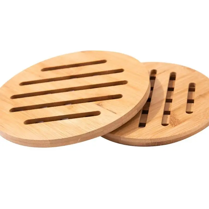 Bamboo Hollow Table Mats Anti Slip Pot Bowl Coaster Insulation Pad Home Kitchen Gadgets Tea Cup Mat Trays Coaster Kitchen Supply