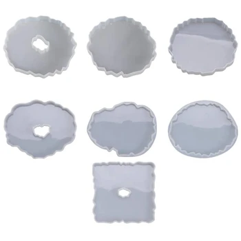 

Silicone Crystal Epoxy Resin Mold Irregular Wave Coaster Mat Casting Mould Handmade DIY Crafts Decor Making Tool 7Pcs