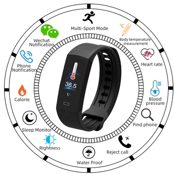 

Smart Watch Temperature Measurement Heart Rate Blood Pressure Monitoring Intelligent Watch Sports Wristband Fitness Band