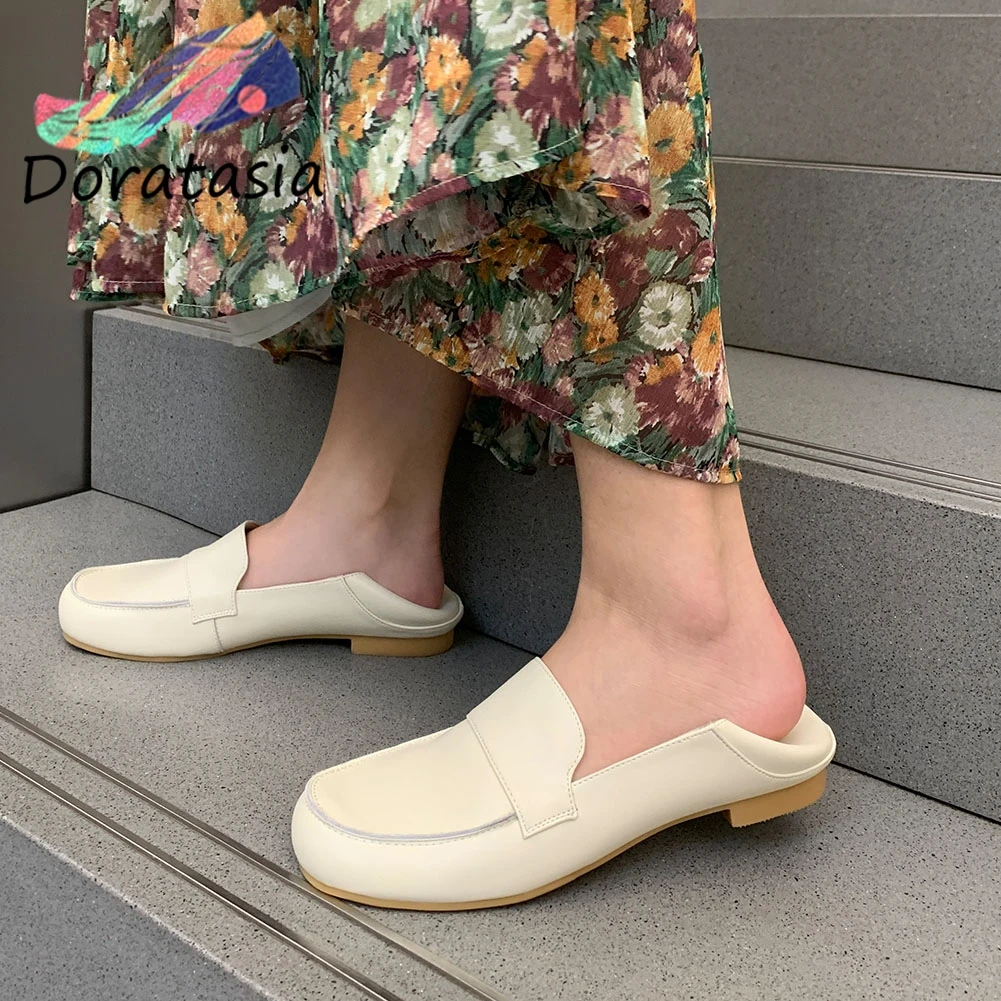 

DORATASIA Brand Female Flats Slip On Genuine Leather Round Toe Flats Women Low Heels Fashion Spring Casual Shoes Woman