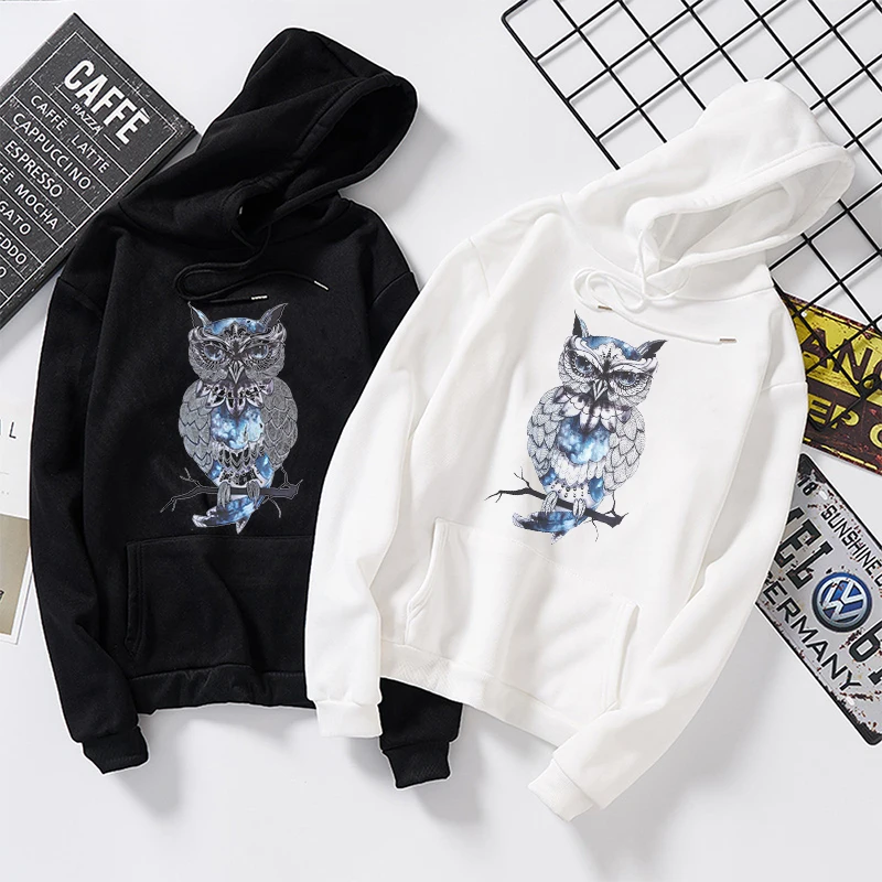 

Autumn Winter Long Sleeve Women Men Sweatshirt Harajuku Owl Print Hoodies Hooded Tracksuit Jumper Pullover Streetwear Tops