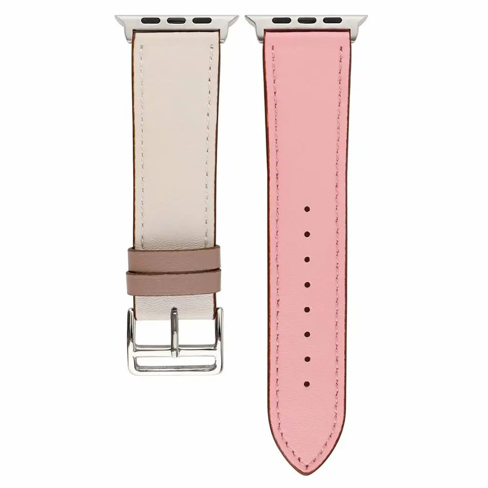 rose sakura craie 38 мм 42 мм ремешок из натуральной кожи для iWatch ремешок 40 мм 44 мм одиночный тур Браслет ремешок для Apple Watch серии 1 2 3 4 5 - Цвет ремешка: rose sakura craie