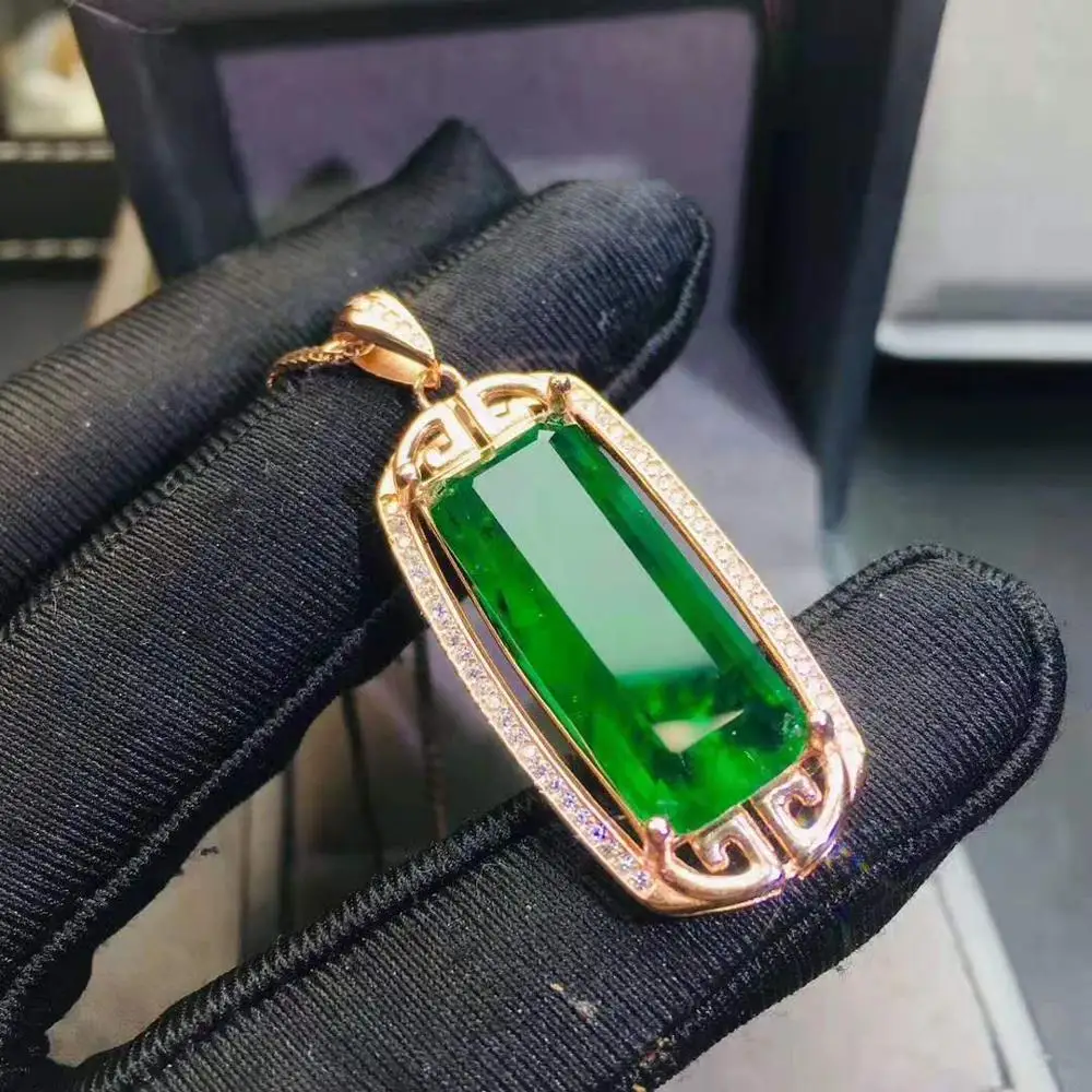 necklace Натуральный изумруд S925 серьги кулон, роскошный и модный для женщин - Цвет камня: necklace