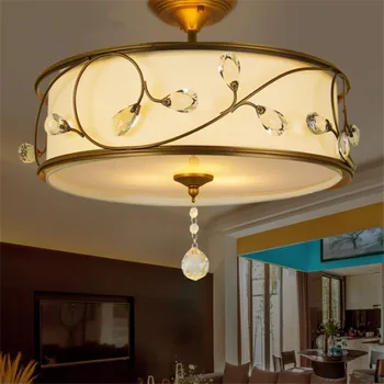 

Modern European Crystal Half Ceiling Lamp Fabric Dining Room Ceiling Lamp Bedroom LAMP Free Shipping LED Bulbs E27 3 Years Iron