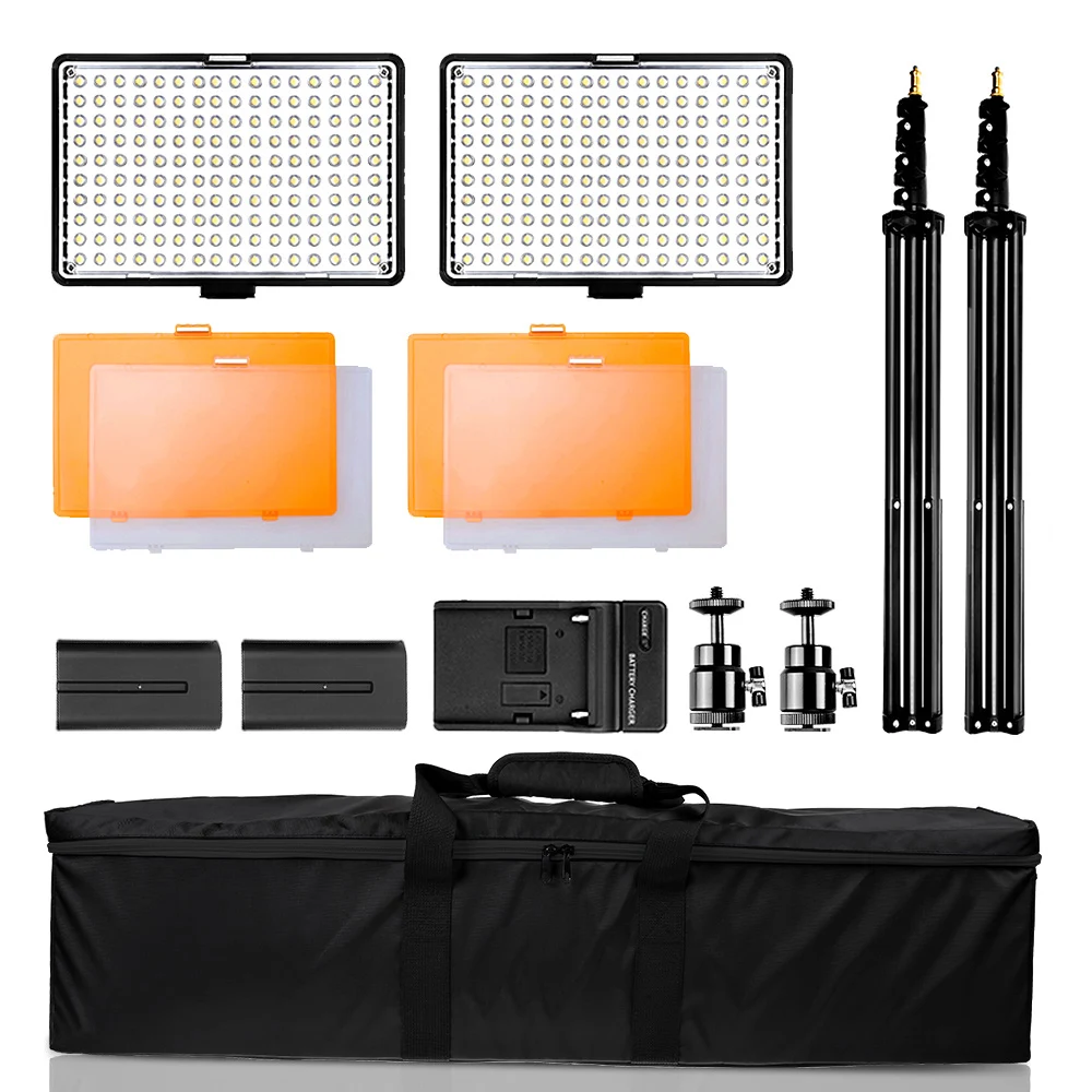 SPASH 2in1 TL 160S Led Video Light Kit 3200K 5500K Studio light Camera Camcorder Video Lamp Panel with Light Stand Battery Bag 2