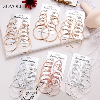 

ZOVOLI Punk Gold Big Circle Hoop Earrings Set For Women Statement Oversize Hoops Earings Fashion Earrings 2020 Jewelry For Women