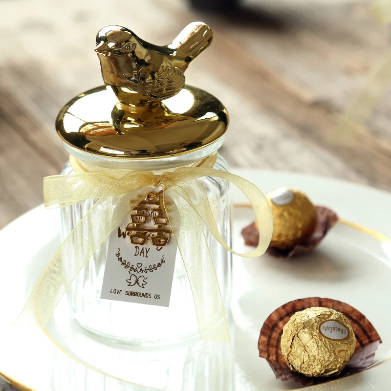 

New Wedding Candy Box European Candy Box Creative Transparent Glass Candy Can High-end Marriage Partnership Gift