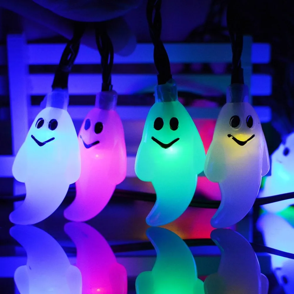 20/30 светодиоды призрак Форма строка светильник Хеллоуина красочные светильник
