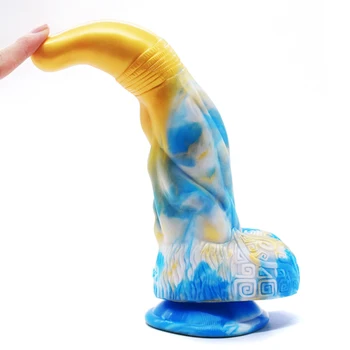 YOCY New Animal Dildo Silicone Anus Toy Fantasy Sextoy Golden Blue White Large Dragon Sucker Butt Plug Lesbian Masturbator Men 3