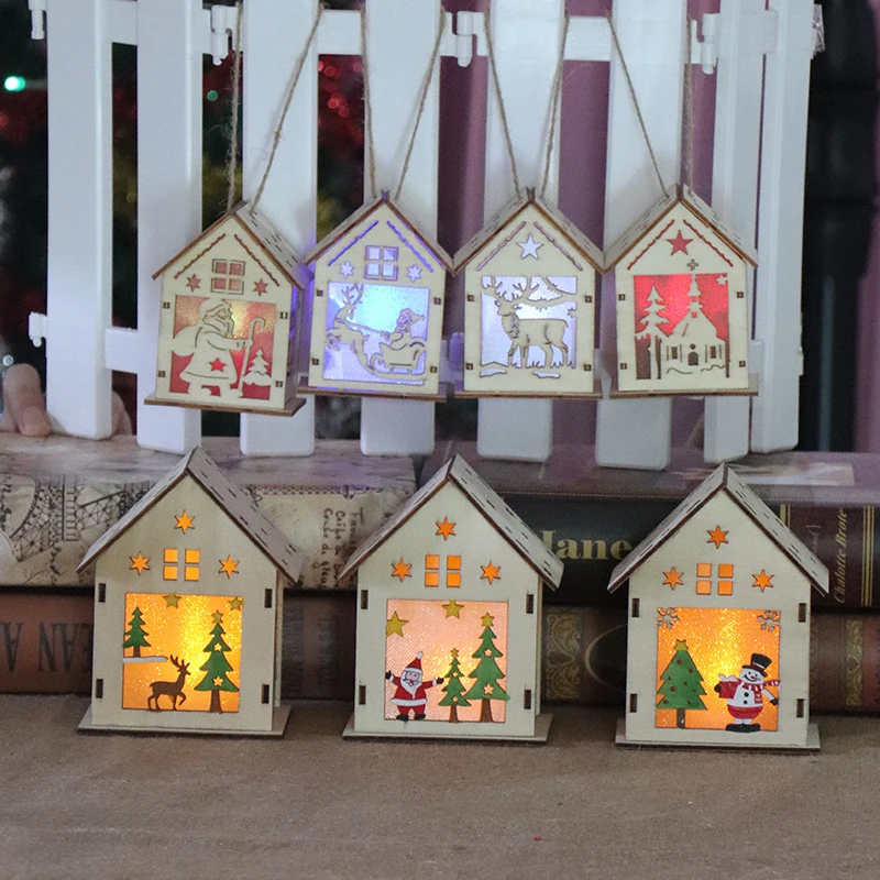 Festival LED Light Wood House Christmas Tree Decorations For Home Hanging Ornaments Holiday Nice Xmas Gift Wedding Navidad 2020 | Дом и сад