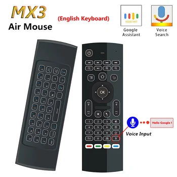 

MX3 Backlit Air Mouse T3 Smart Voice Afstandsbediening 2.4G RF Draadloze Toetsenbord Voor X96 mini KM9 A95X h96 MAX Android box
