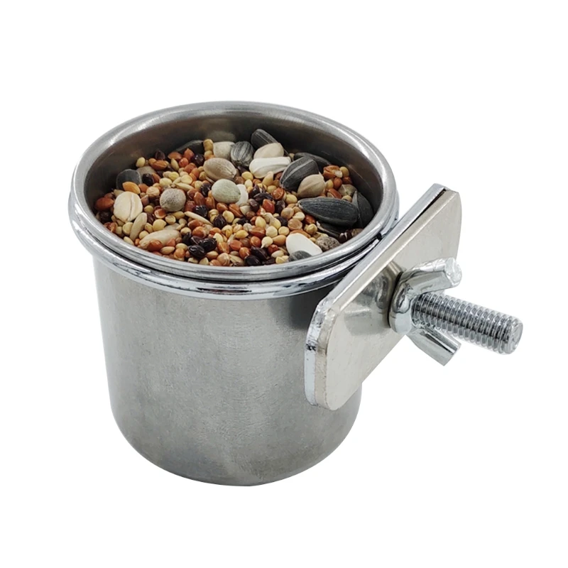 Parrot Feeder Bird Feeder Parrot Feeding Bowl Bird Water Drinker Pet Birds Hanging Cage Bowl Dish Cup Anti-turnover Stainless Steel Feeding Food Drinking Feeder for Parakeet Lovebird