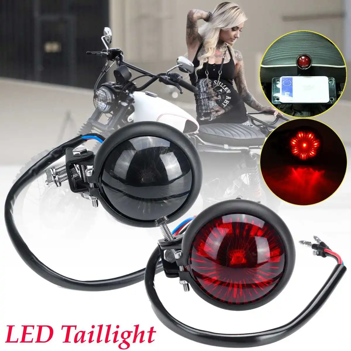 

Universal Red Smoke LED Motorcycle Accessories Racer Style Stop Tail Light Motorbike Brake Rear Lamp Taillight for Honda for ktm
