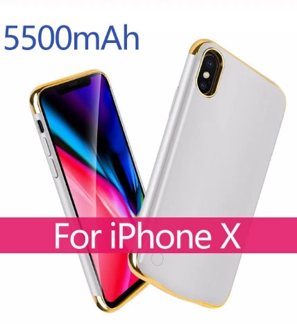Чехол для зарядного устройства для iPhone X Xs Max Xr Корпус внешнего аккумулятора комплект для зарядки резервного копирования Чехол для iPhone X Xs - Цвет: For iphone X Silver