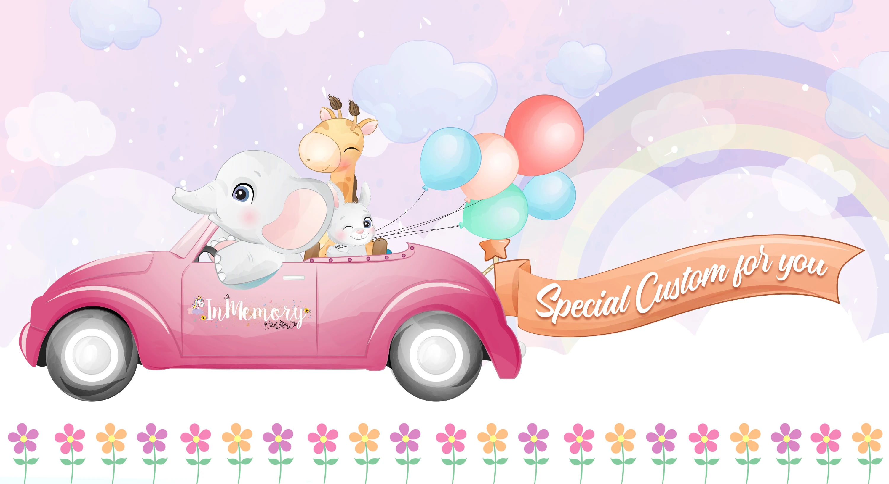 toile de fond de dessin animé safari mouse pour studio de photographie personnalisé pour baby shower