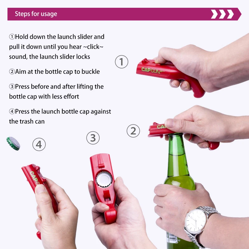 Bottle-opener Can Shoot Launch Beer Bottle Cap Pistol Gun Shape Kitchen Gadget Set Bar Tool Drink Opening Corkscrew images - 6