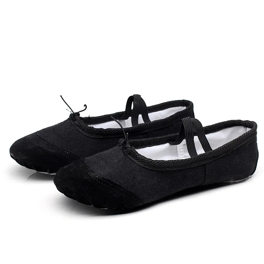 Canvas ballet flats Soft Balleria Dance Shoes For Women Split Cow Leather Outsoles Latin Yoga Dance sport Girls Toe Ribbon S