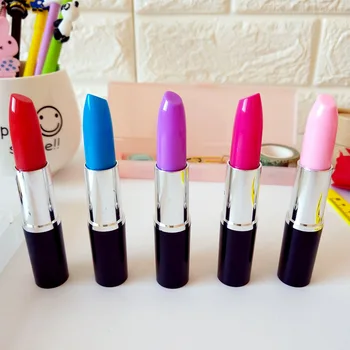 

1pcs/sell 0.5mm Cute Ballpoint Pen Kawaii Lipstick model Creative For Office School Writing Supplies Stationery