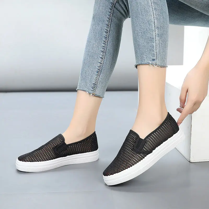 Tenis Feminino Women Sneakers Flats Ladies Casual Vulcanized Shoes Walking Spring Summer Mesh Breathable Slip On Female Fashion