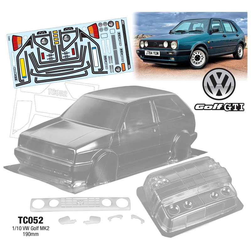 1/10 Rc Cars VW Golf MK2 GTI Clear Body 