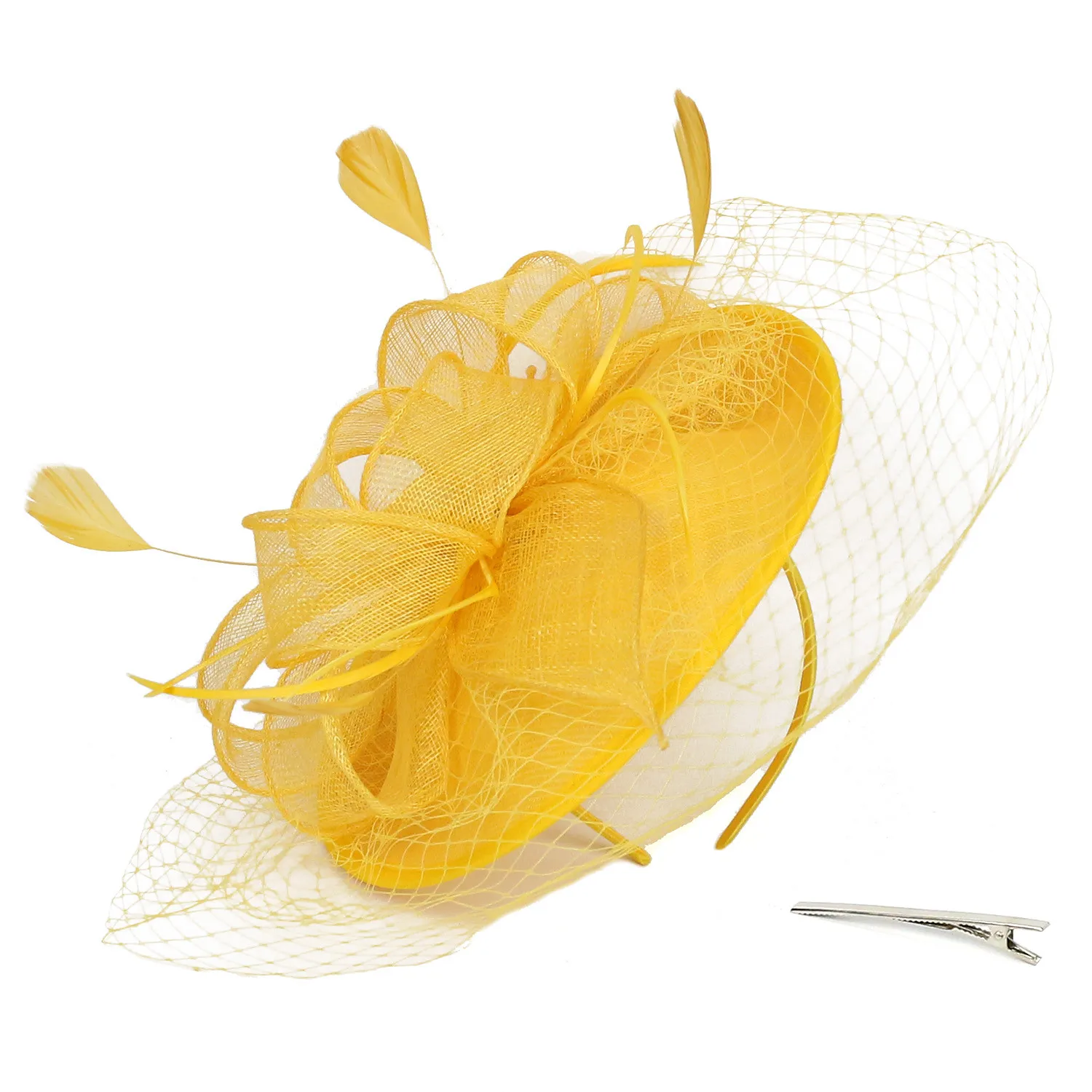 Handmade Women Hair Polyester Clip Wedding Casual girl Fascinator Large Hat Headpieces hair bands 35X35cm