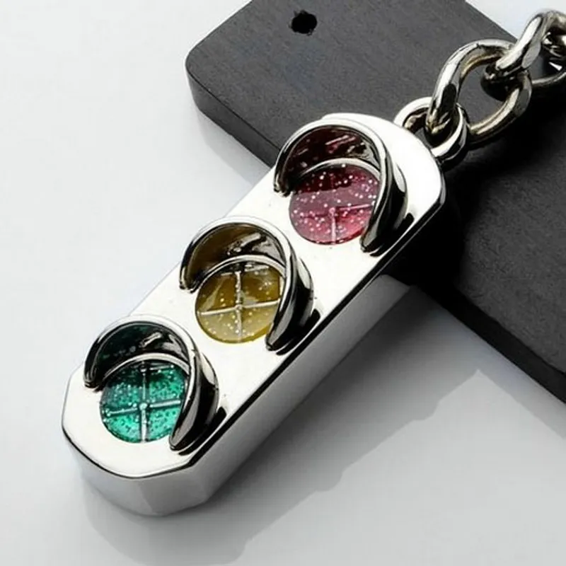 

3D Keyfob Keychain red and green lights keychain car key chain traffic signal lamp Classic Key rings