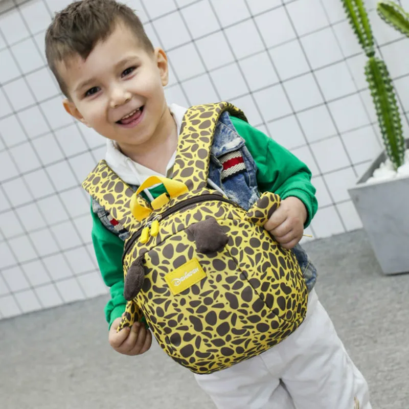 

New Children's Backpack 3~8 Years Old Leopard Deer Kids Bag Traction Rope Waterproof Nylon Cute Kindergarten Backpack #197324