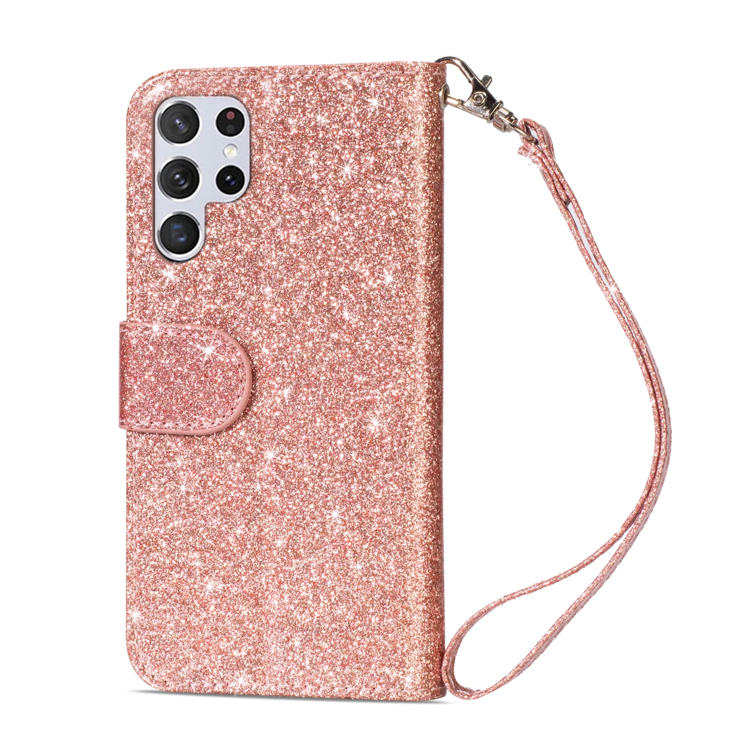 Glitter Leather Zipper Flip Wallet Phone Case Cover