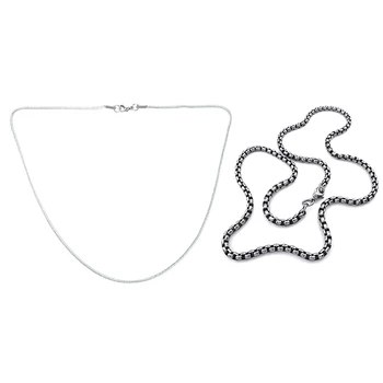 

Stainless Steel Armor Chain Necklace, Silver color- Width 2.2mm - 45cm & 4mm Biker Retro Link - Black Silver color 55cm
