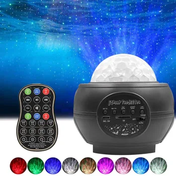 

Ceiling Romantic Night Light Adjustable Brightness LED Lamp Bluetooth Music Magic Water Wave Star Projector With Remote Control