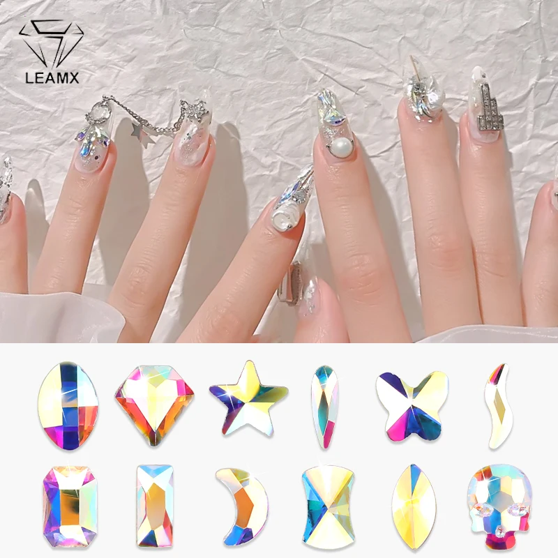 LEMAX 60 шт./упак. AB Цвет 3D Блестящий DIY драгоценные камни для ногтей Подвески смешанный Стиль Кристаллы с плоским основанием по Стекло ногтей Стразы украшения Декор L562