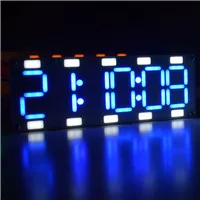 Синий DIY большой экран 6 цифр двухцветный светодиодный набор часов сенсорное управление w температура/дата/неделя 72XF - Цвет: Синий