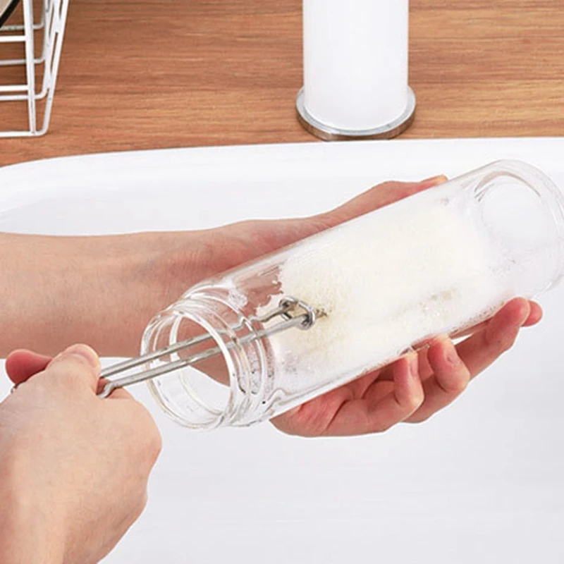 Sponge Cup Brush Replaceable Sponge Cup Brush Long Handle Drink Wineglass Bottle Glass Washing Clean kitchen accessories