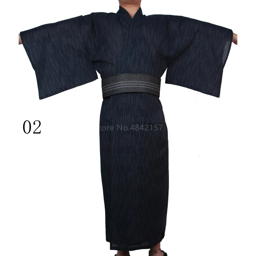 Мужские японские традиционные костюмы Самурайское кимоно человек хлопок тонкий свободный стиль Yukata Jinbei Haori Роскошные Ретро косплей одежда