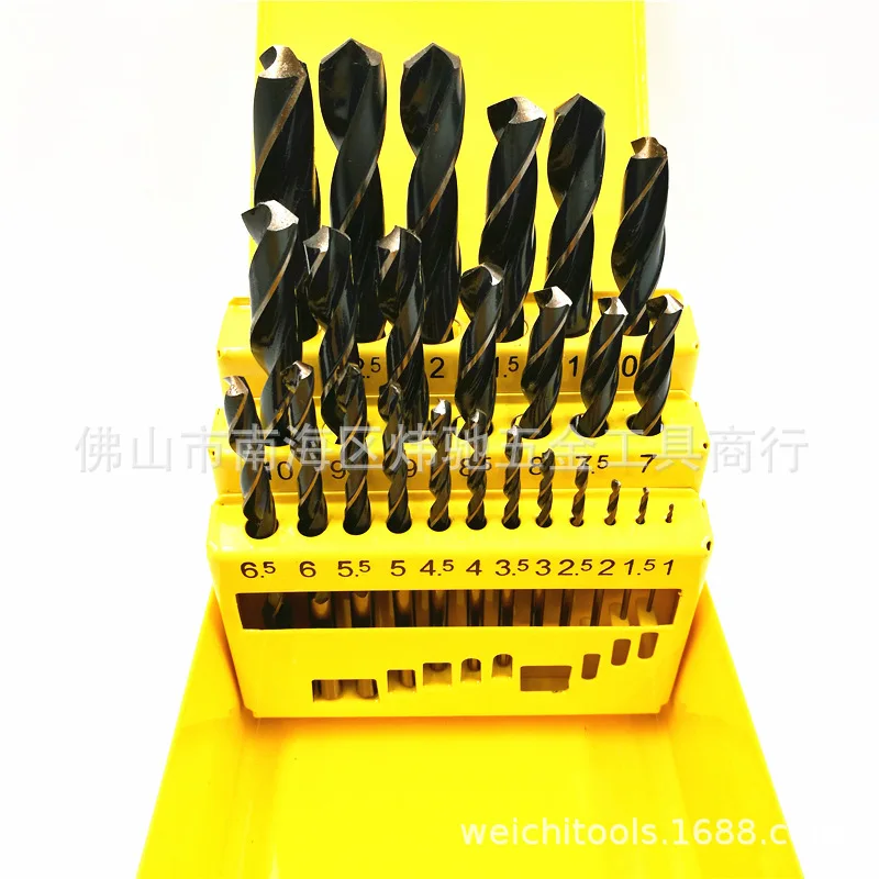 

HSS High Speed Steel Hard Straight Handle Linen Flower Color Drilling Bit Set Hand Drill/Set Drill Bit Thick Iron Box 1-13 Size