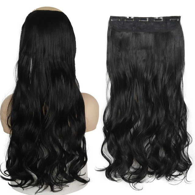 MERISIHAIR 32inch Synthetic Hair Extensions One piece 5 Clips Long Straight High Temperature Fiber Black Brown Hairpiece 88-1