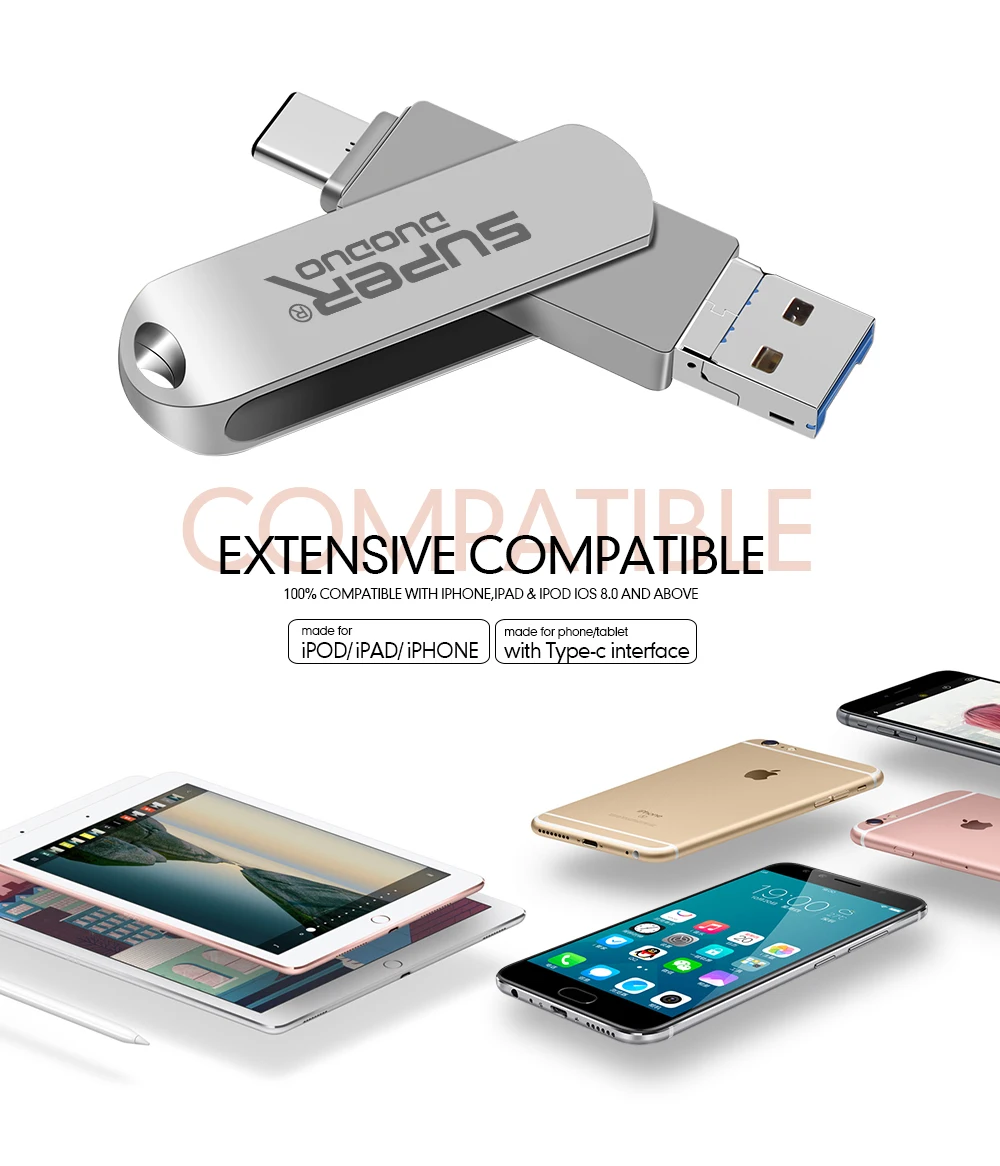 USB флэш-накопитель для iPhone X/8/7/7 Plus/6 Plus/6s/5/SE/ipad OTG Тип C флеш-накопитель HD флеш-накопитель 8 Гб оперативной памяти, 16 Гб встроенной памяти, 32 ГБ, 64 ГБ, 128 ГБ флеш-накопитель